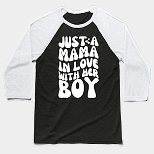 Mama's Boy Funny Mom Groovy Baseball T-Shirt